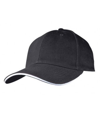 Czapka sześciopanelowa SANDWICH  CZA006 - BLACK / WHITE