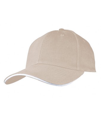 Czapka sześciopanelowa  SANDWICH CZA006 - BEIGE / WHITE
