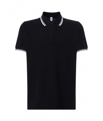 Polo męskie JHK PORA 210 CONTRAST BLACK/WHITE