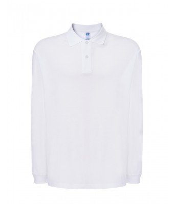 Polo męskie z długim rękawem JHK PORA 210 LS  WHITE