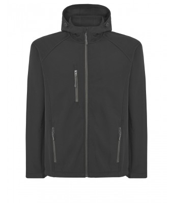 SOFTSHELL JACKET HOODED  - BLACK