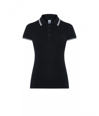 Polo damskie CONTRAST - BLACK / WHITE