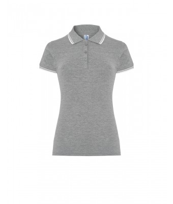 Polo damskie CONTRAST - GREY MELANGE / WHITE