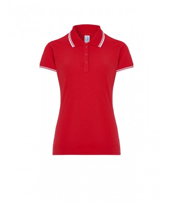 Polo damskie CONTRAST - RED / WHITE
