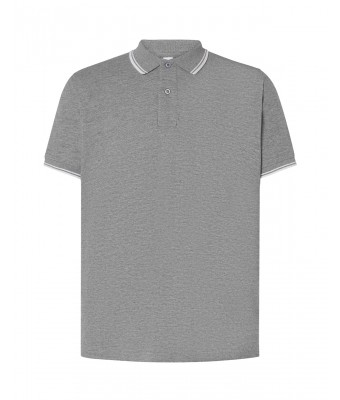 Polo męskie JHK PORA 210 CONTRAST GREY MELANGE / WHITE