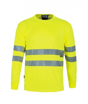 T-shirt ostrzegawczy, z długim rękawem, jednokolorowy - GOLD FLUOR