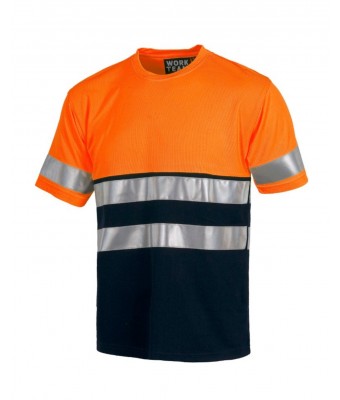 T-shirt ostrzegawczy, dwukolorowy - ORANGE FLUOR