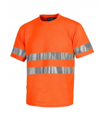 T-shirt ostrzegawczy, jednokolorowy - ORANGE FLUOR