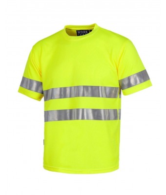 T-shirt ostrzegawczy, jednokolorowy - GOLD FLUOR
