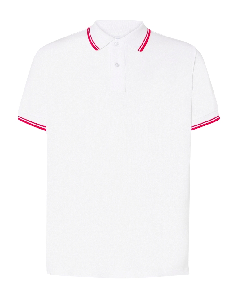 Polo męskie JHK PORA 210 CONTRAST WHITE/RED