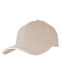 Czapka sześciopanelowa  SANDWICH CZA006 - BEIGE / WHITE