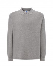 Polo męskie z długim rękawem JHK PORA 210 LS  GREY MELANGE