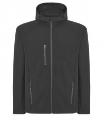 SOFTSHELL JACKET HOODED  - BLACK