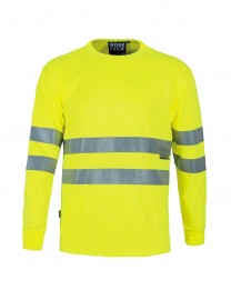 T-shirt ostrzegawczy, z długim rękawem, jednokolorowy - GOLD FLUOR