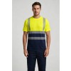 T-shirt ostrzegawczy NEOPLUS TSHV55 - GOLD FLUOR / NAVY